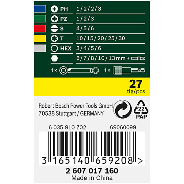 Bosch Elektrowerkzeuge Schrauberbit- und Ratschen-Set 2607017160